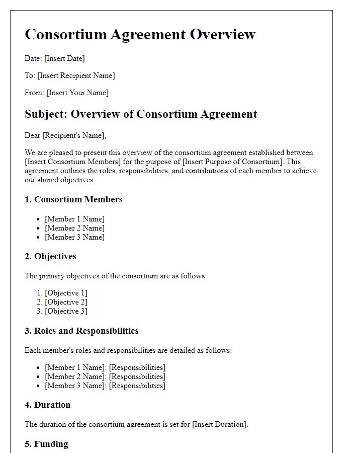 Letter template of consortium agreement overview