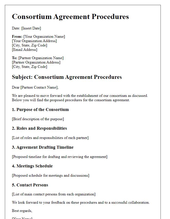 Letter template of consortium agreement procedures