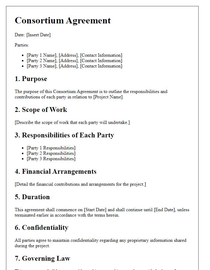 Letter template of consortium agreement structure