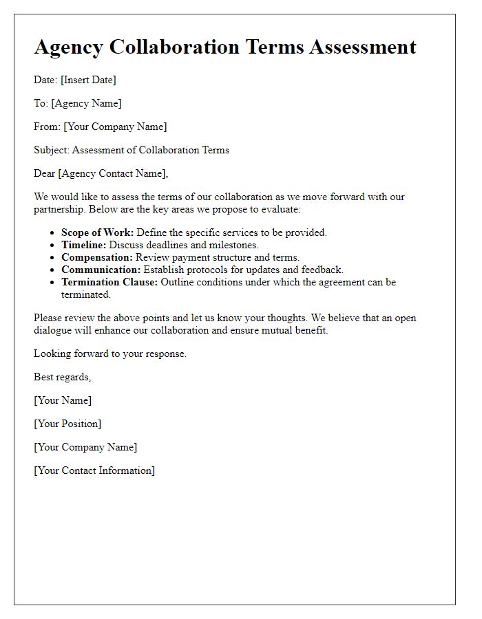 Letter template of agency collaboration terms assessment