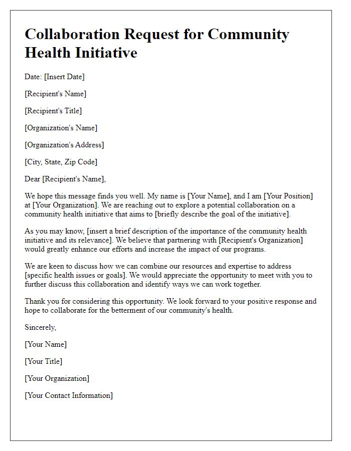 Letter template of collaboration request for community health initiative