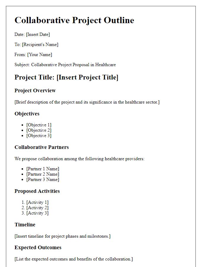 Letter template of collaborative project outline for healthcare providers