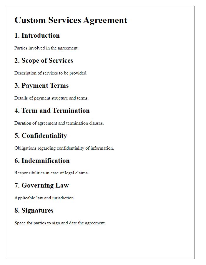 Letter template of custom services agreement outline