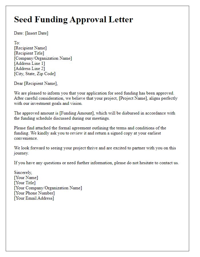 Letter template of seed funding approval letter