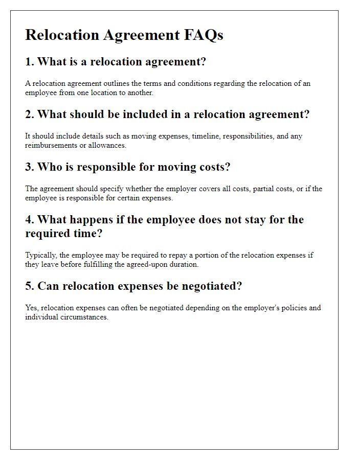 Letter template of relocation agreement FAQs