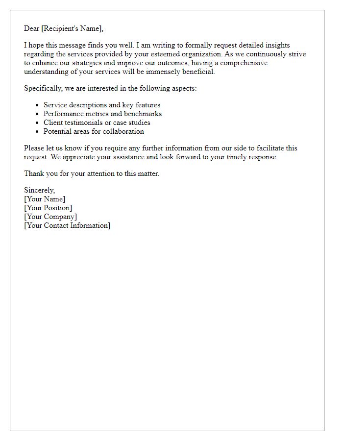Letter template of request for detailed service insights