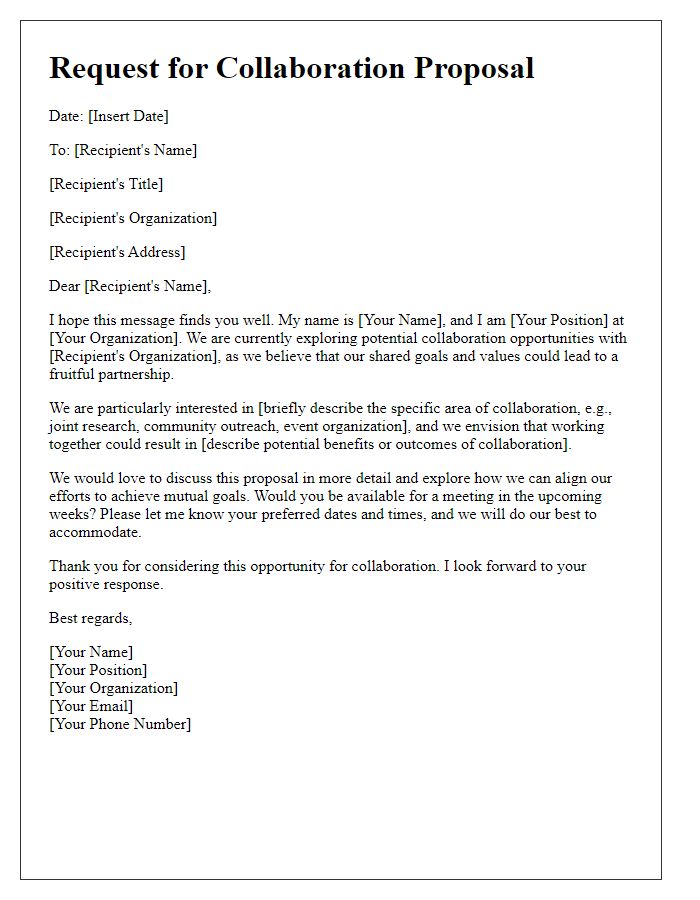 Letter template of request for collaboration proposal