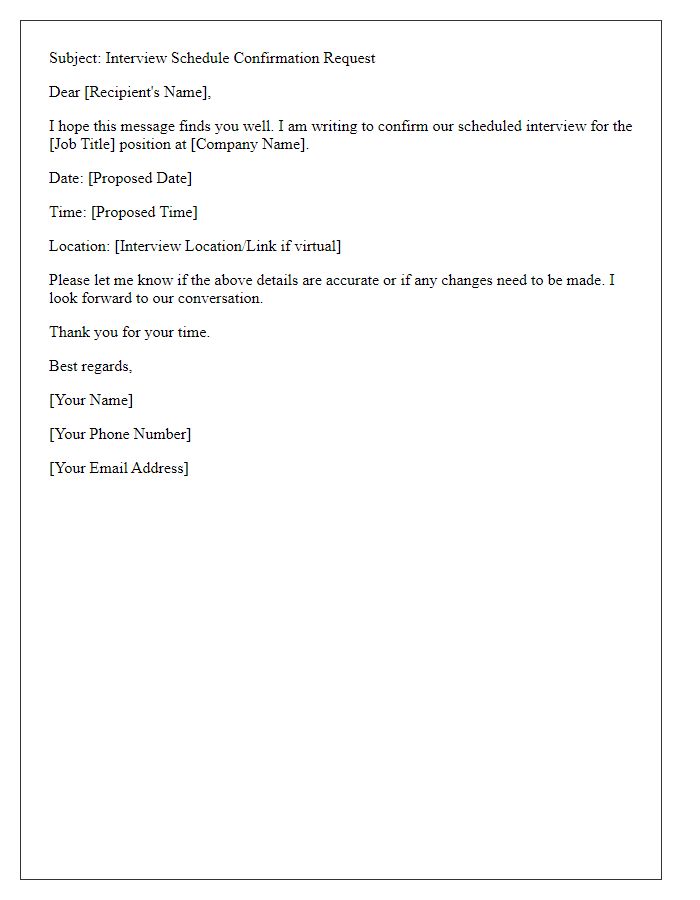 Letter template of confirmation request for interview schedule