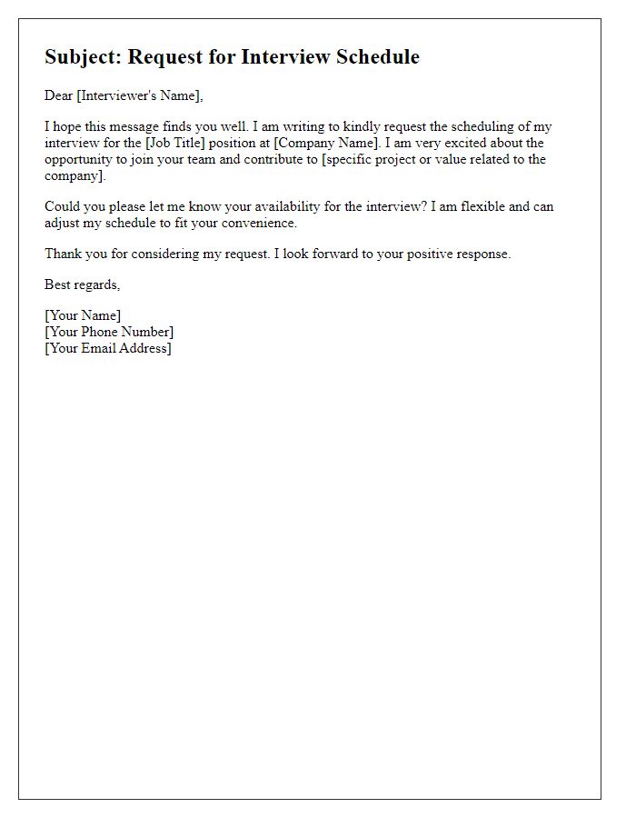 Letter template of interview schedule request