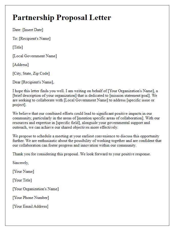 Letter template of partnership proposal for local government collaboration