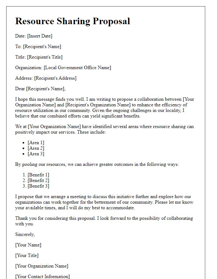 Letter template of resource sharing proposal for local government collaboration