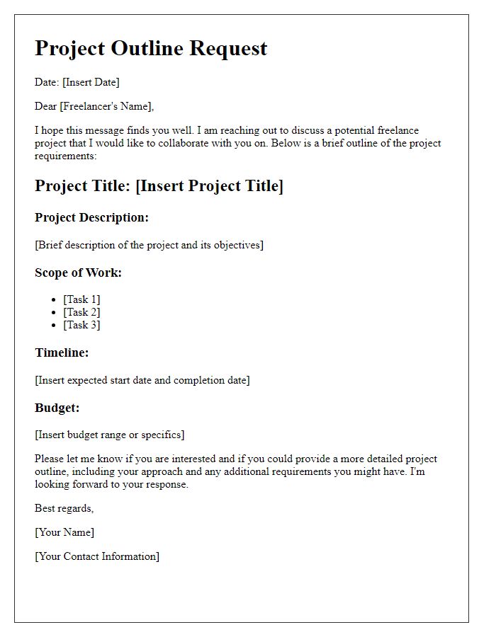 Letter template of freelance project outline request