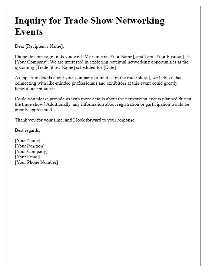 Letter template of inquiry for trade show networking events