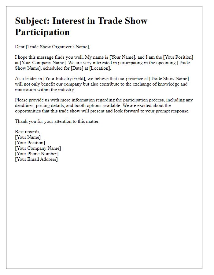 Letter template of interest in trade show participation