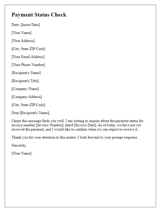 Letter template of payment status check