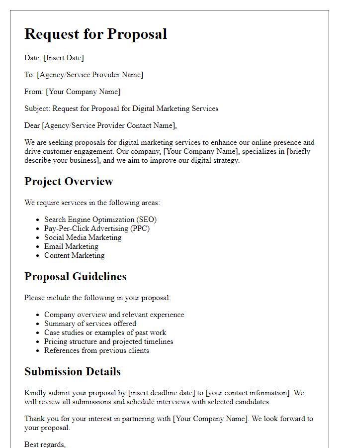 Letter template of digital marketing services request for proposal