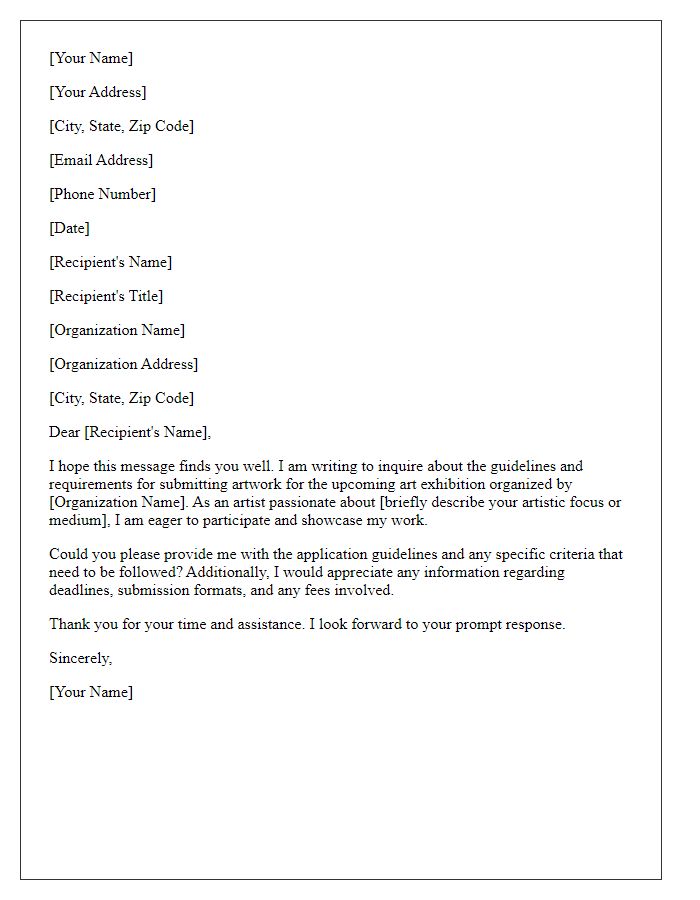 Letter template of request for guidelines on art exhibition submission