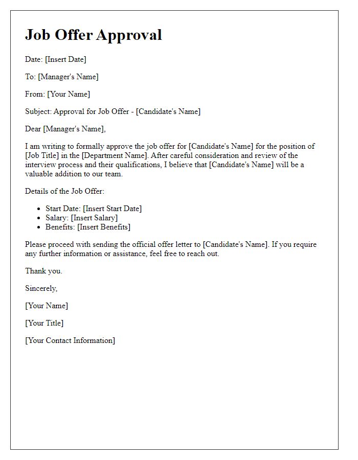 Letter template of job offer approval