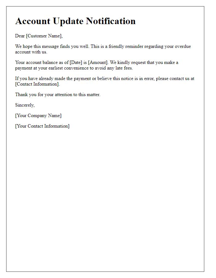 Letter template of overdue account update
