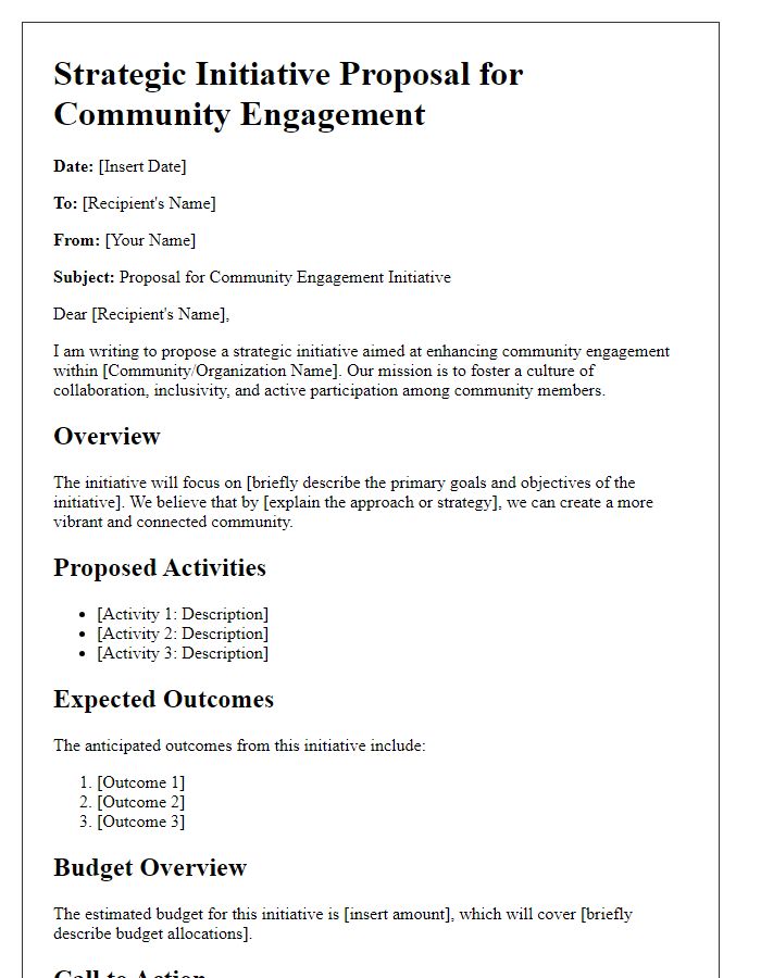 Letter template of strategic initiative proposal for community engagement