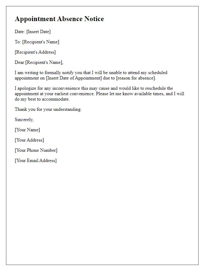 Letter template of appointment absence notice