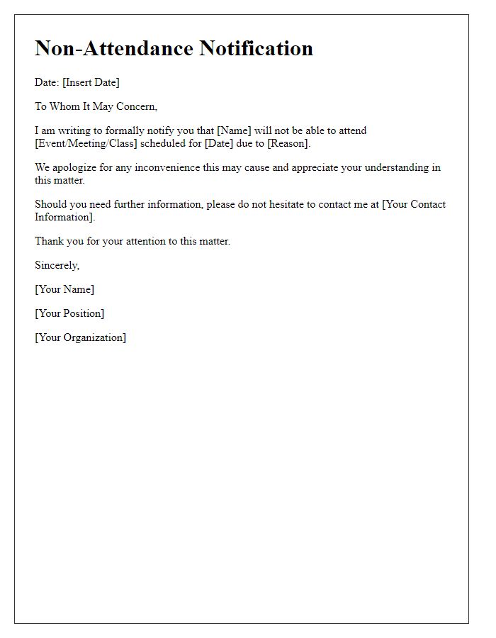 Letter template of non-attendance notification