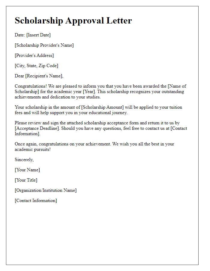 Letter template of scholarship approval letter