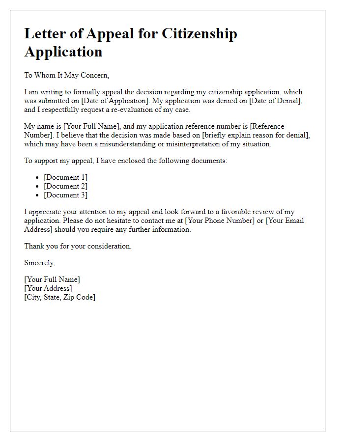 Letter template of citizenship application appeal process