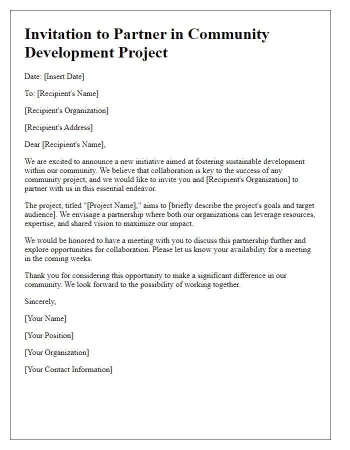 Letter template of partnership invitation for community development project