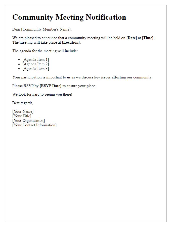Letter template of Community Meeting Notification
