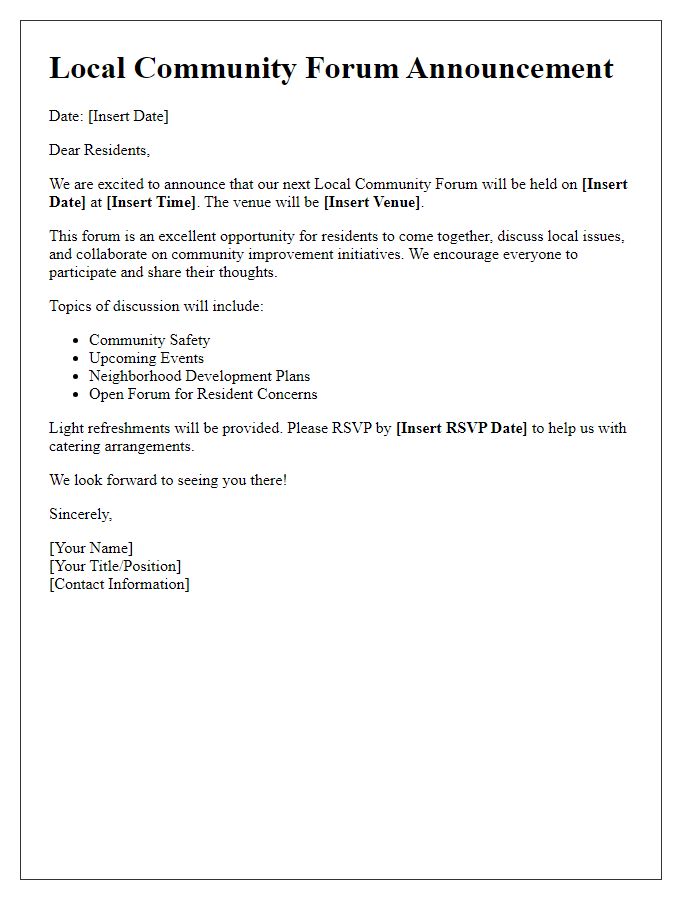 Letter template of Local Forum Announcement