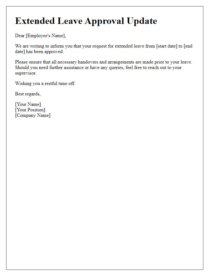 Letter template of extended leave approval update