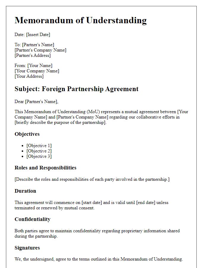 Letter template of foreign partnership memorandum