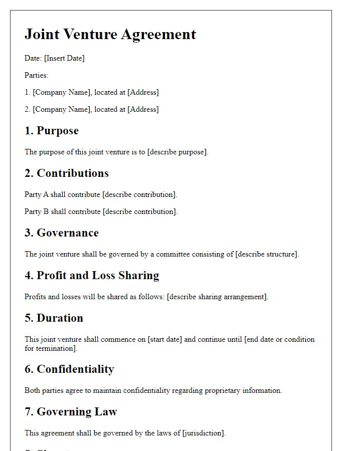 Letter template of worldwide joint venture agreement