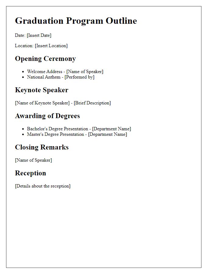 Letter template of graduation program outline