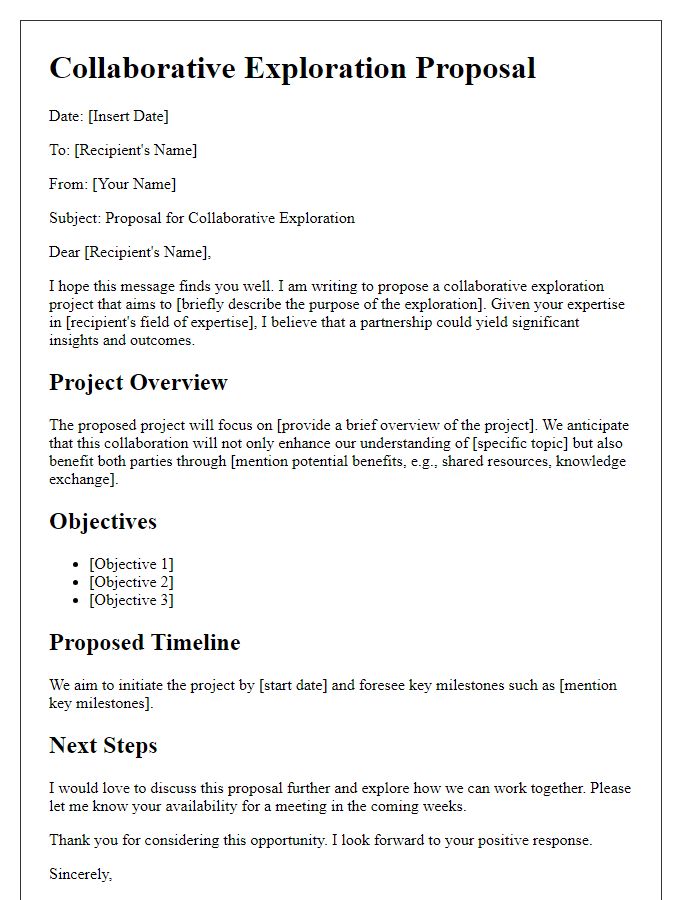 Letter template of collaborative exploration proposal