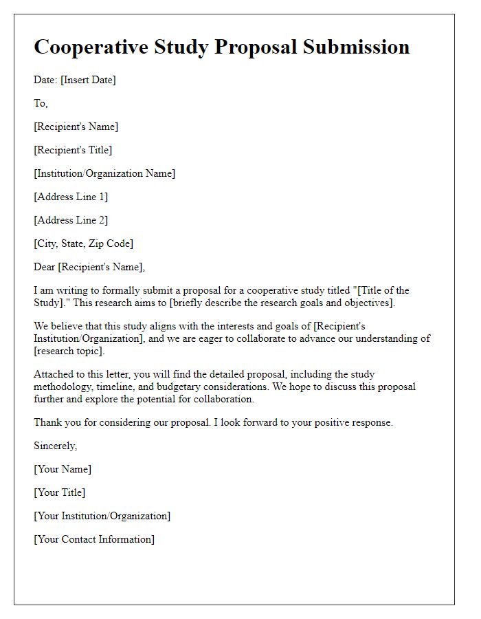 Letter template of cooperative study proposal submission