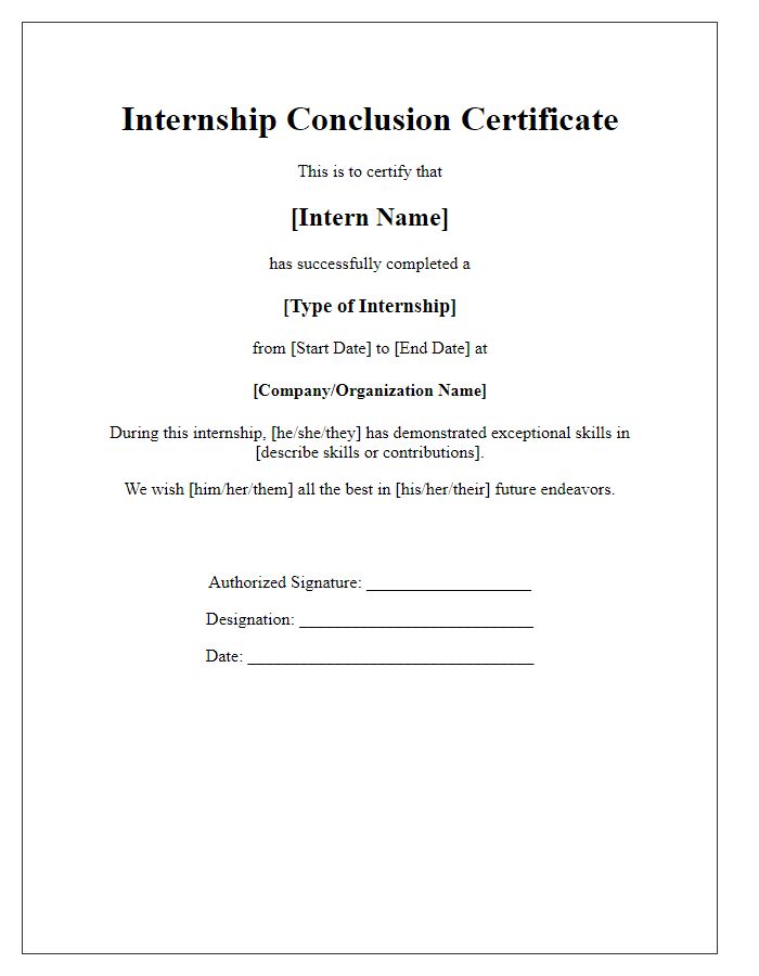 Letter template of Internship Conclusion Certificate