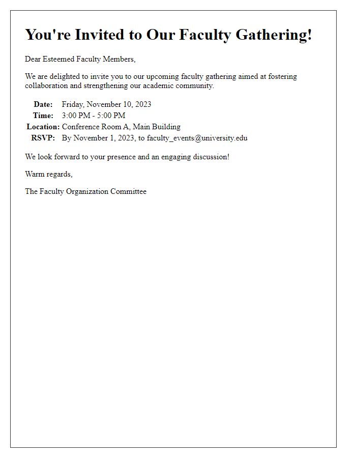 Letter template of faculty gathering invitation