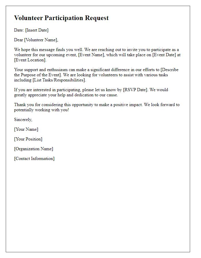 Letter template of Volunteer Participation Request