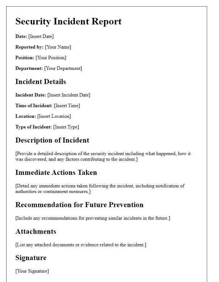 Letter template of security incident report