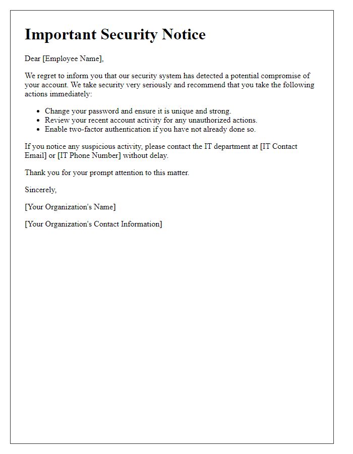 Letter template of system compromise warning