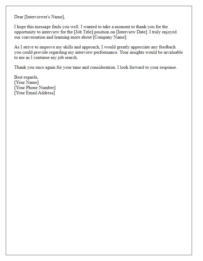 Letter template of interview feedback request