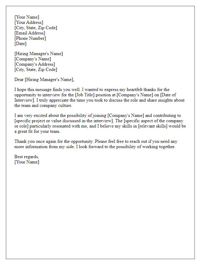 Letter template of professional thank you after interview