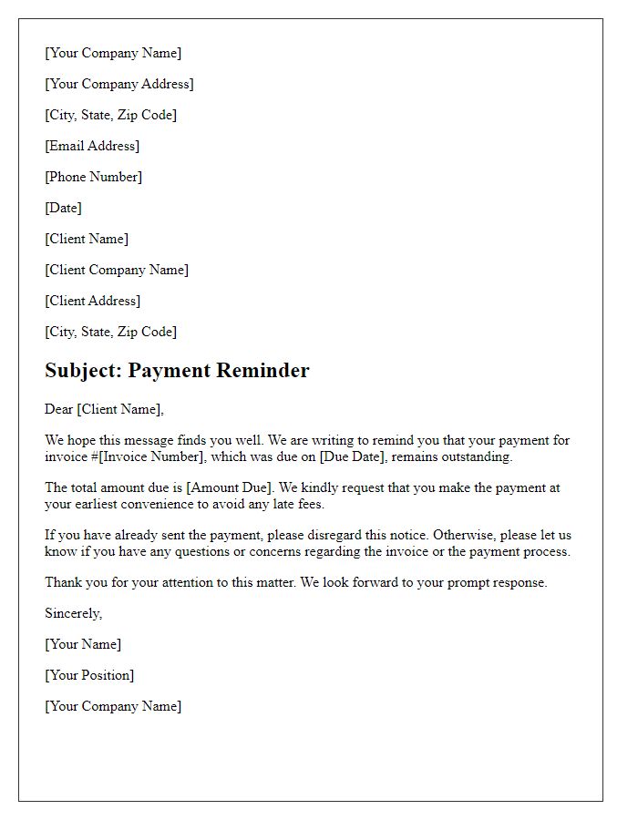 Letter template of formal client payment reminder