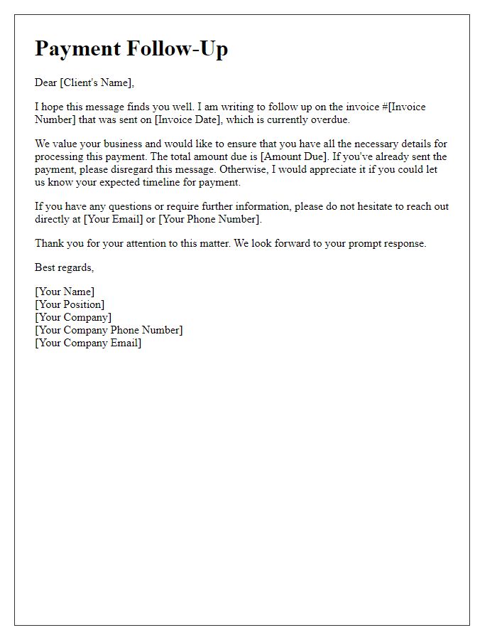 Letter template of personalized client payment follow-up