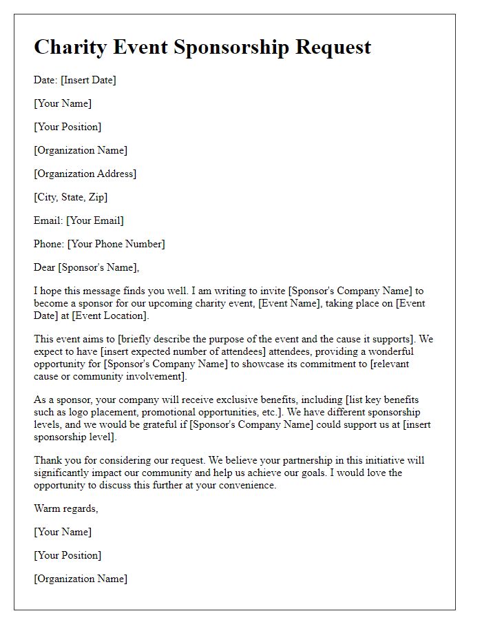 Letter template of charity event sponsorship request