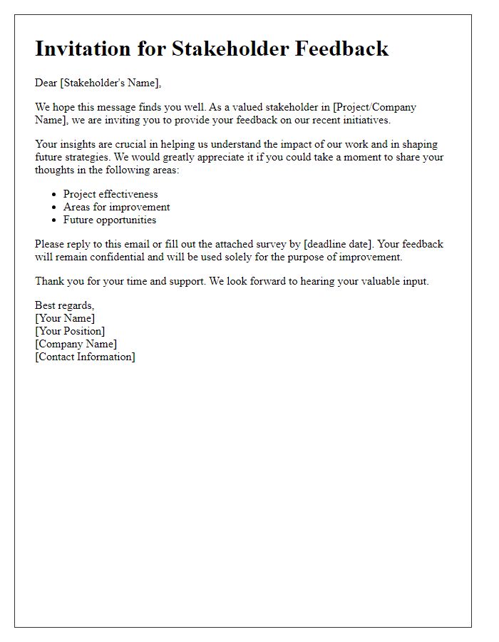 Letter template of stakeholder feedback invitation