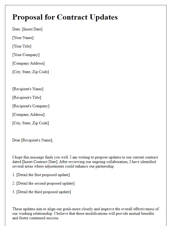 Letter template of proposal for contract updates