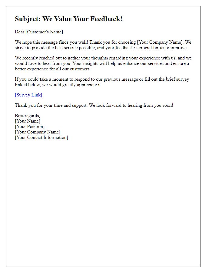 Letter template of chasing feedback for customer experience